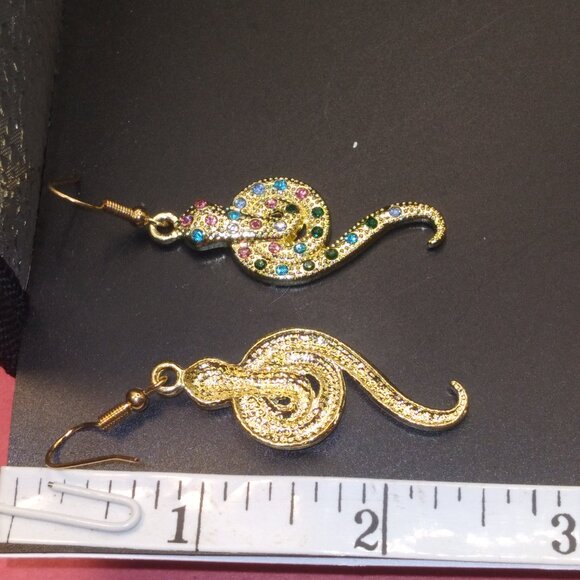 3 pairs silver & gold tone earrings Cross,Bows and Snakes - Picture 6 of 6